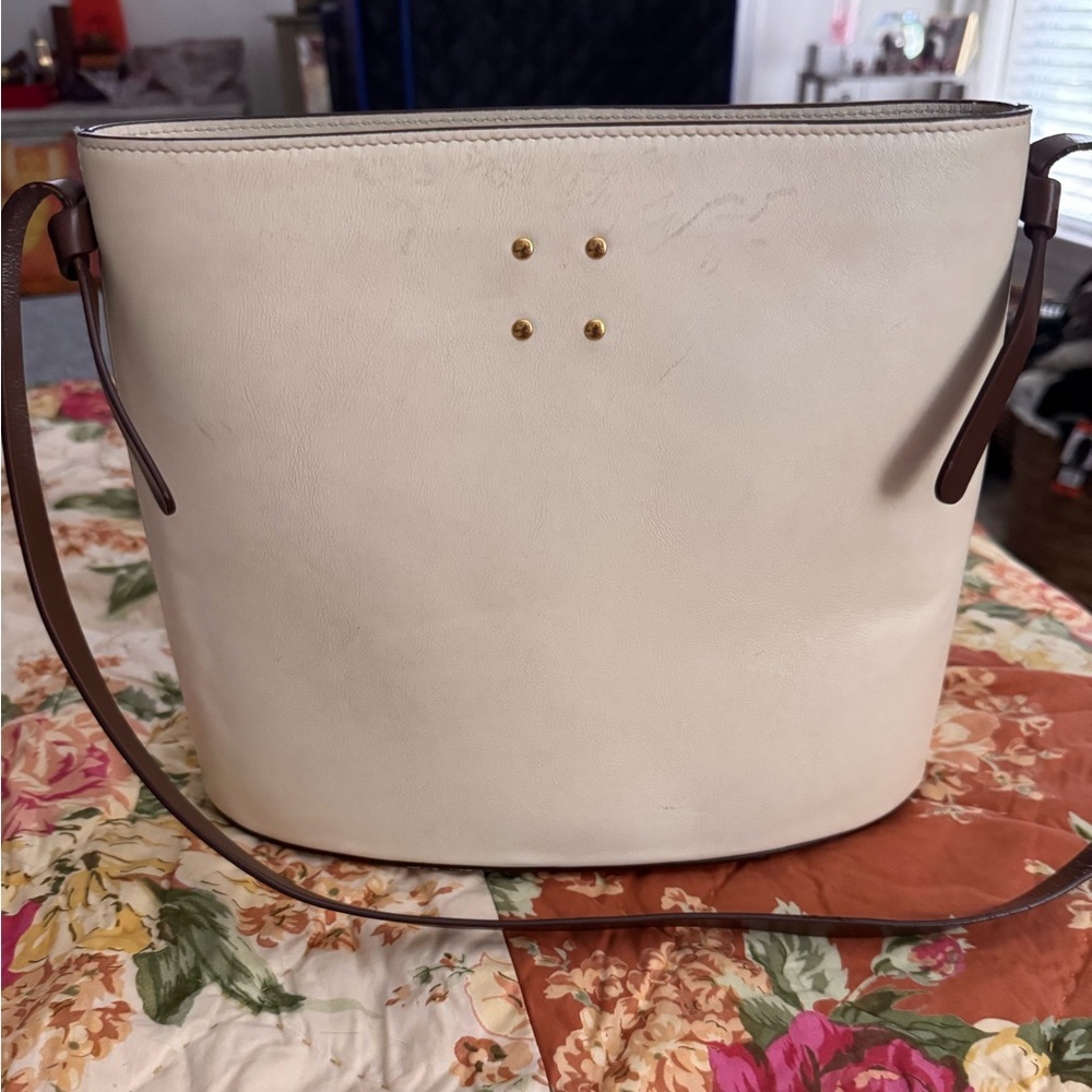 TradeMark buff cream and brown Sybil leather handBag crossbody purse A00173